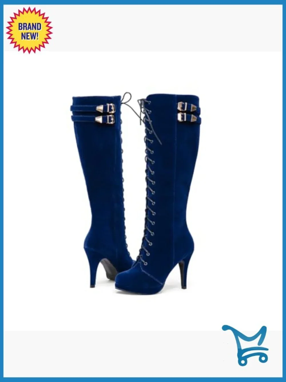 Knee High Boots Suede Lace Up Zipped Thigh High Heel Pointed Toe Fashion Boots